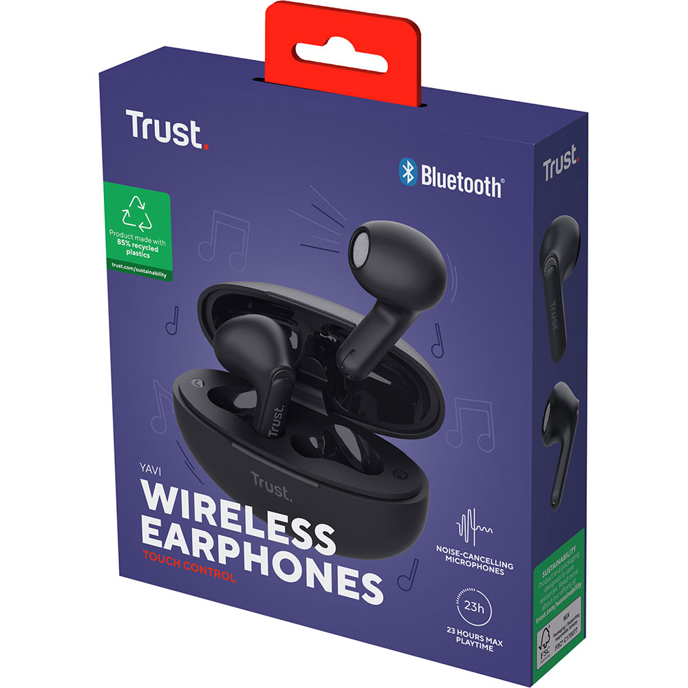 У Фокстрот Гарнітура TRUST Yavi Bluetooth ENC Earphones Black (25298)