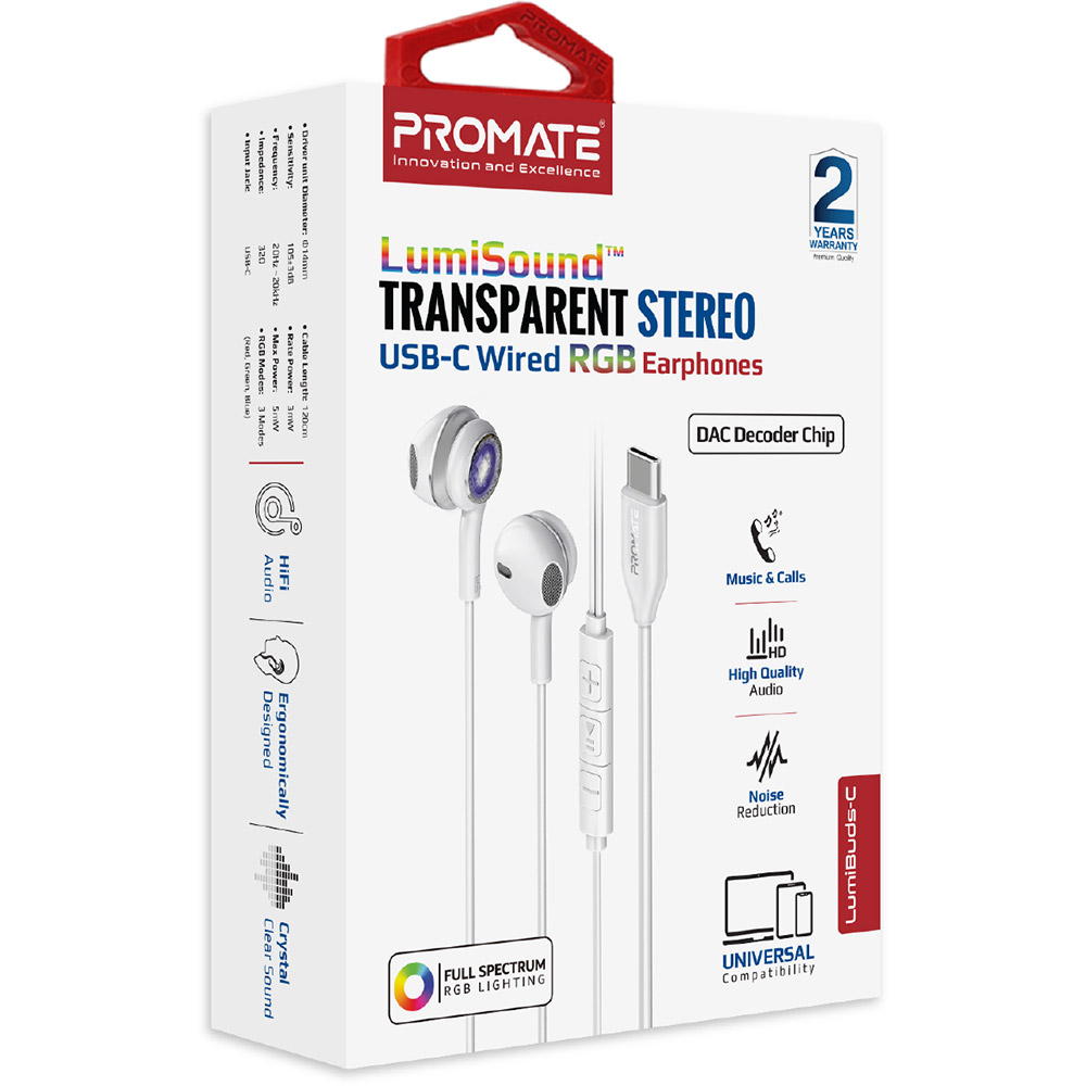 Гарнітура Promate Lumibuds Silver (lumibuds-c.silver) Вид гарнітура