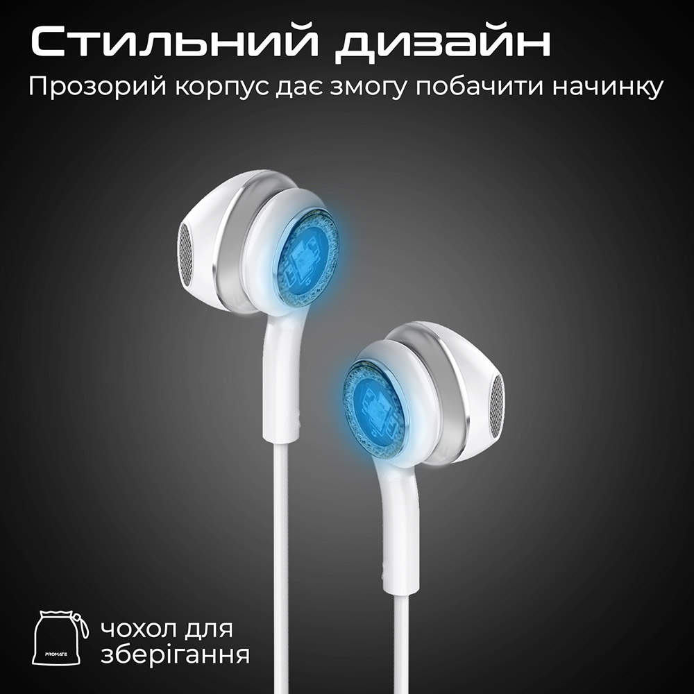 Гарнітура Promate Lumibuds Silver (lumibuds-c.silver) Акустичне оформлення закриті