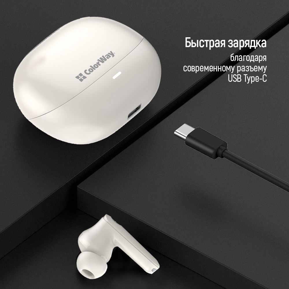 Фото 18 Гарнітура COLORWAY Slim TWS-1 Earbuds Long Life Beige (CW-TWS1BE)