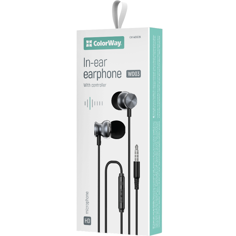 Гарнитура COLORWAY Wired Earphone UrbanBeat Black (CW-WD03BK) Вид гарнитура