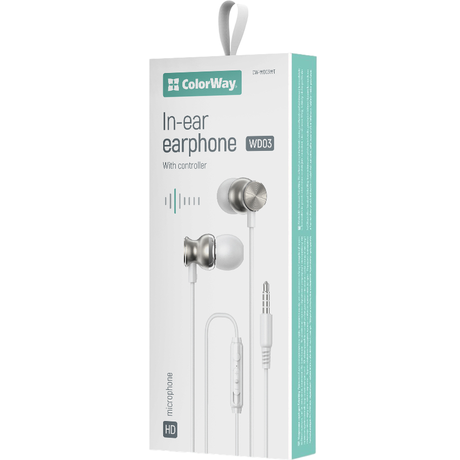 Гарнітура COLORWAY Wired Earphone UrbanBeat White (CW-WD03WT) Вид гарнітура