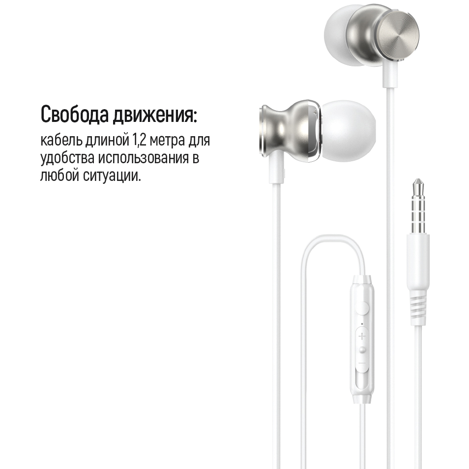 Гарнитура COLORWAY Wired Earphone UrbanBeat White (CW-WD03WT) Акустическое оформление закрытые