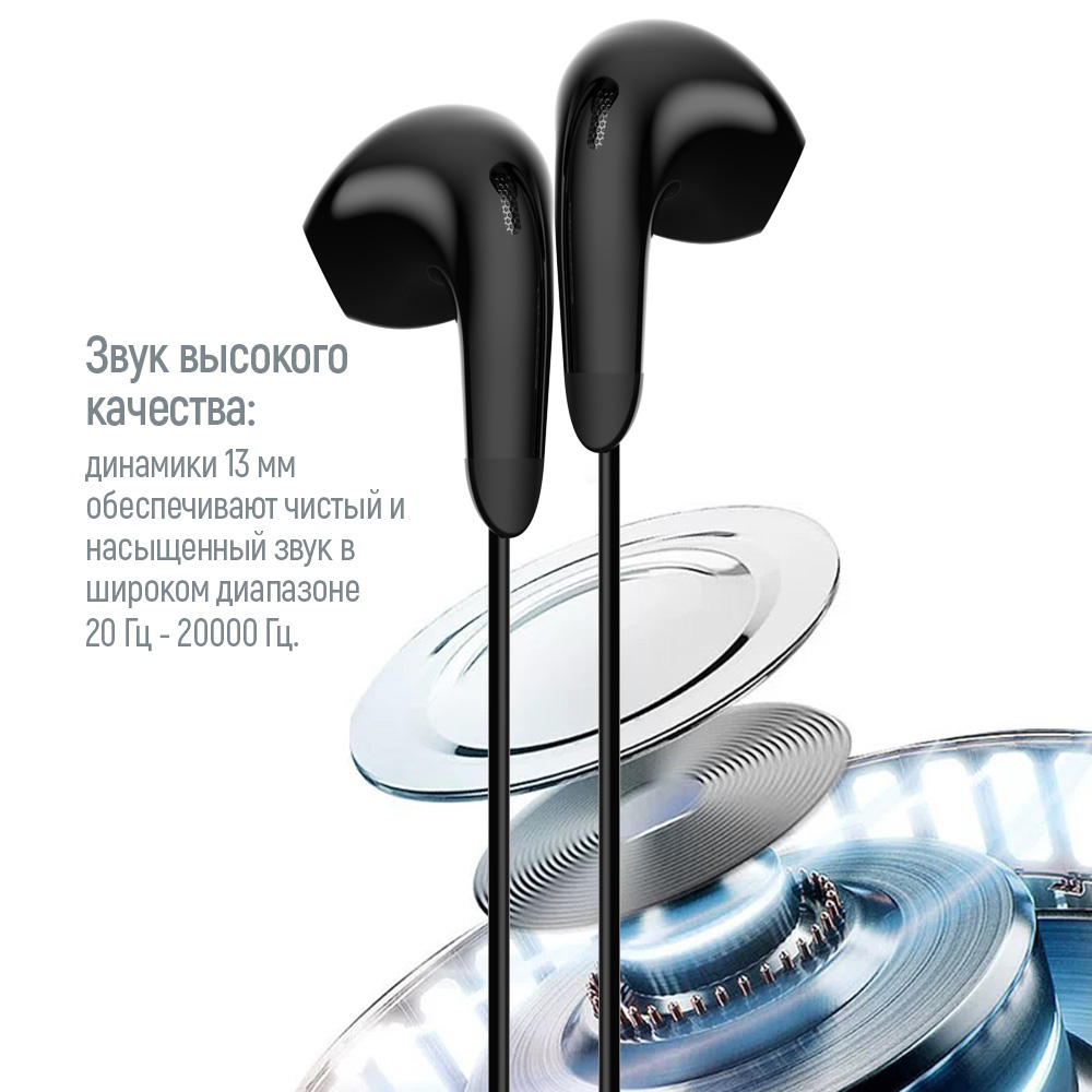 Гарнітура COLORWAY Wired Earphone Sound Wave Black (CW-WD04BK) Акустичне оформлення закриті