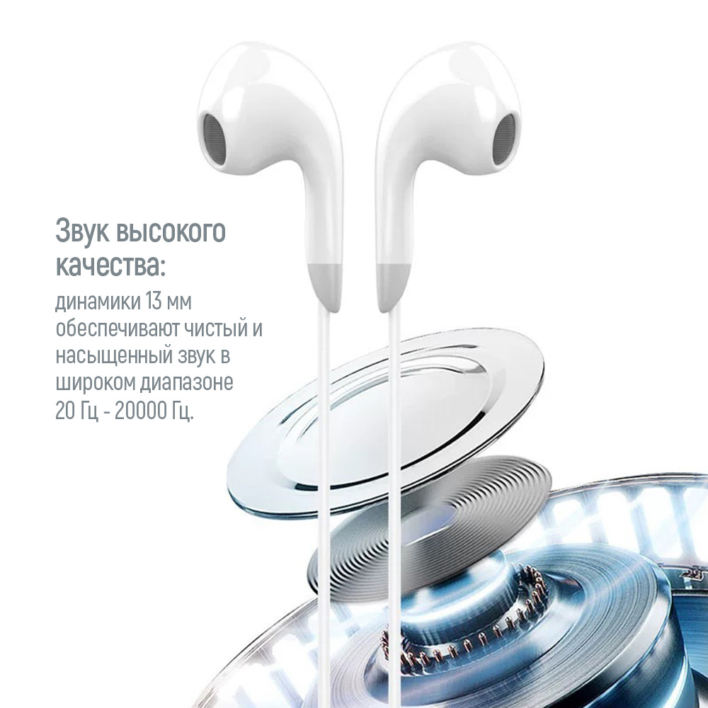 Гарнітура COLORWAY Wired Earphone Sound Wave White (CW-WD04WT) Акустичне оформлення закриті