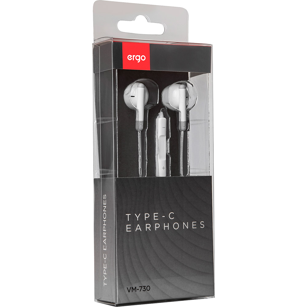 Гарнитура ERGO VM-730 Type-C Earphones White (VM-730W) Конструкция вкладыши (в ушную раковину)