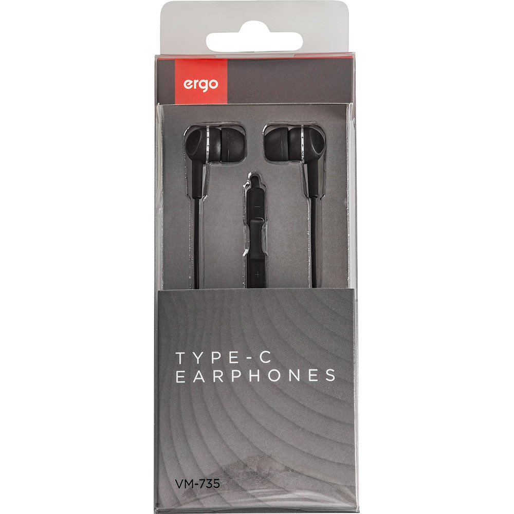 Гарнитура ERGO VM-735 Type-C Earphones Black (VM-735K) Вид гарнитура