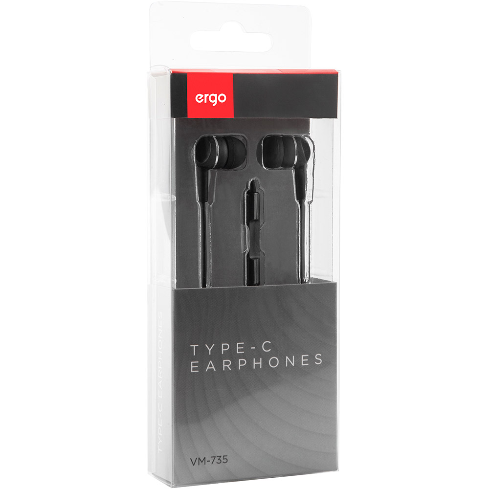 Гарнітура ERGO VM-735 Type-C Earphones Black (VM-735K) Конструкція внутрішньоканальні (у вушний канал)