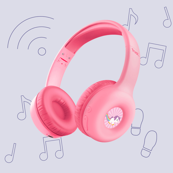 Зовнішній вигляд Гарнітура TRUST On-ear Nouna Kids Wireless Pink (25274_TRUST)