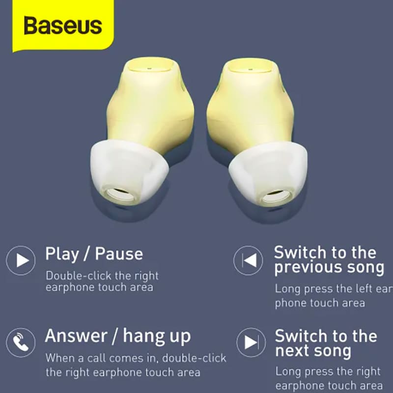 Зовнішній вигляд Гарнітура BASEUS Encok Wireless WM01 Yellow (NGTW240011)