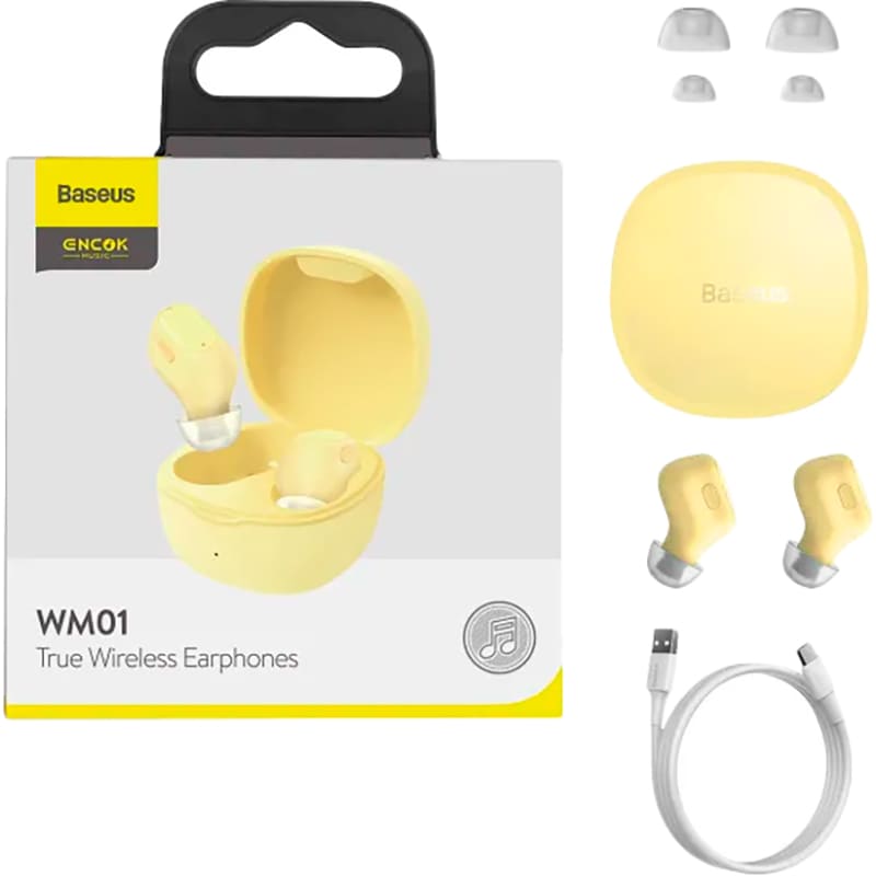 У Фокстрот Гарнітура BASEUS Encok Wireless WM01 Yellow (NGTW240011)