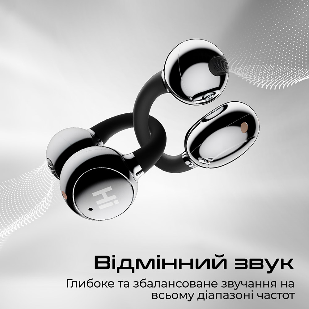 Гарнитура HIFUTURE FlexClip Black Дополнительно IPX5, Bluetooth 5.4, технология ENC, Емкость батареи наушников: 2 x 40 mAh, Емкость батареи кейса: 400 mAh