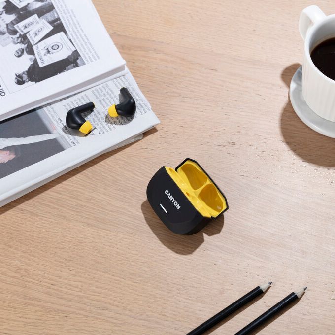 Гарнітура CANYON Hexagon 7 TWS ANC+ENC Wireless Charge Black Yellow (CNS-TWS7BY) Кріплення TWS (без дроту)