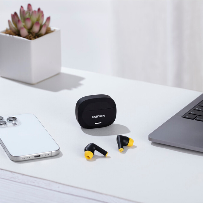 Гарнітура CANYON Hexagon 7 TWS ANC+ENC Wireless Charge Black Yellow (CNS-TWS7BY) Акустичне оформлення закриті