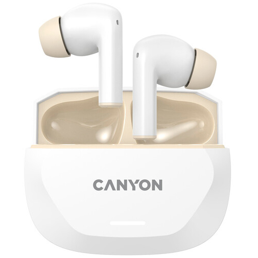 Гарнітура CANYON Hexagon 7 TWS ANC+ENC Wireless Charge White Beige (CNS-TWS7WB)