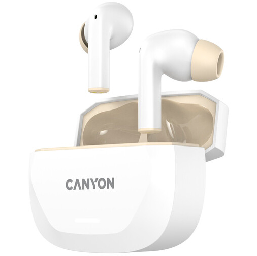 Гарнитура CANYON Hexagon 7 TWS ANC+ENC Wireless Charge White Beige (CNS-TWS7WB) Вид гарнитура