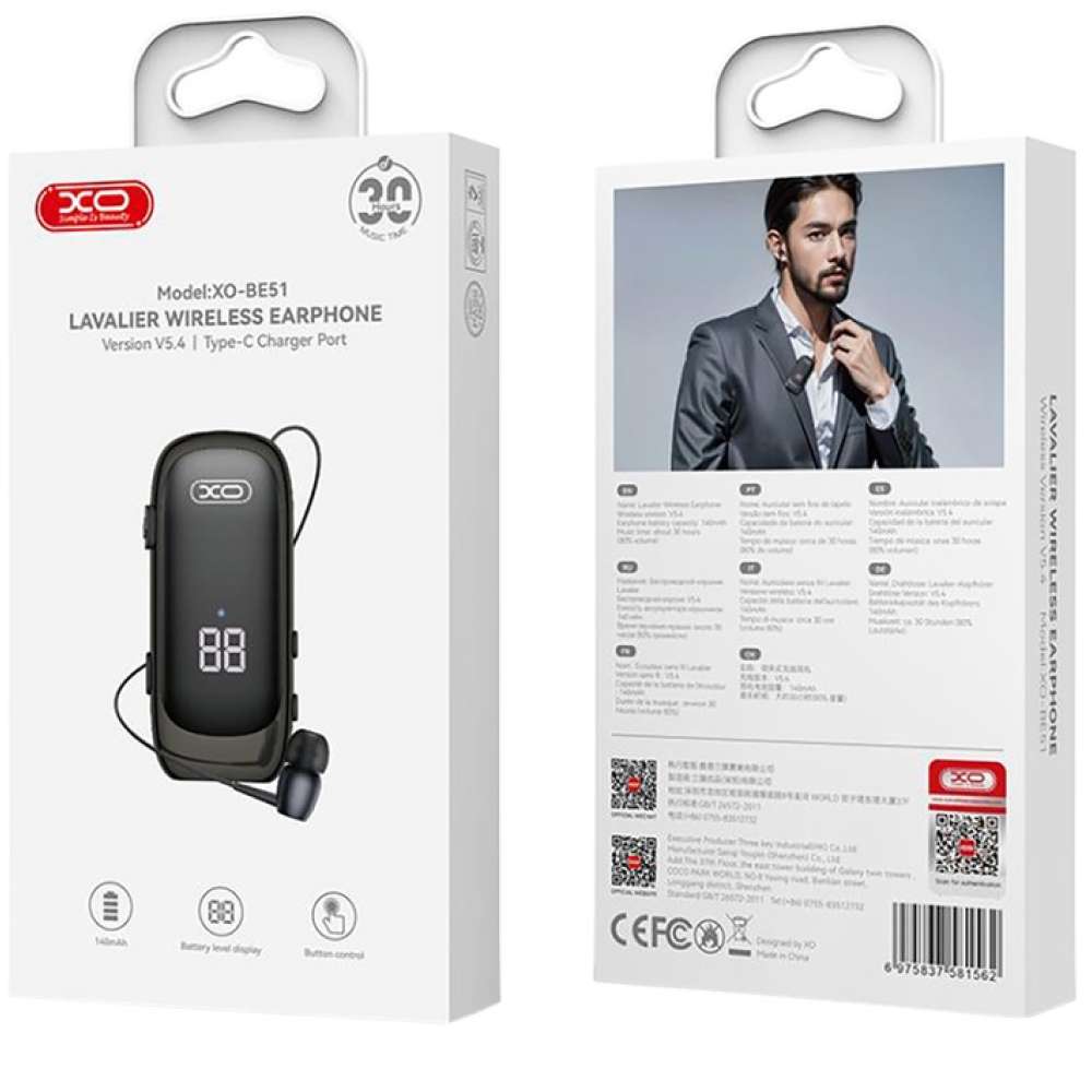 Гарнітура XO BE51 Black Версія Bluetooth 5.4
