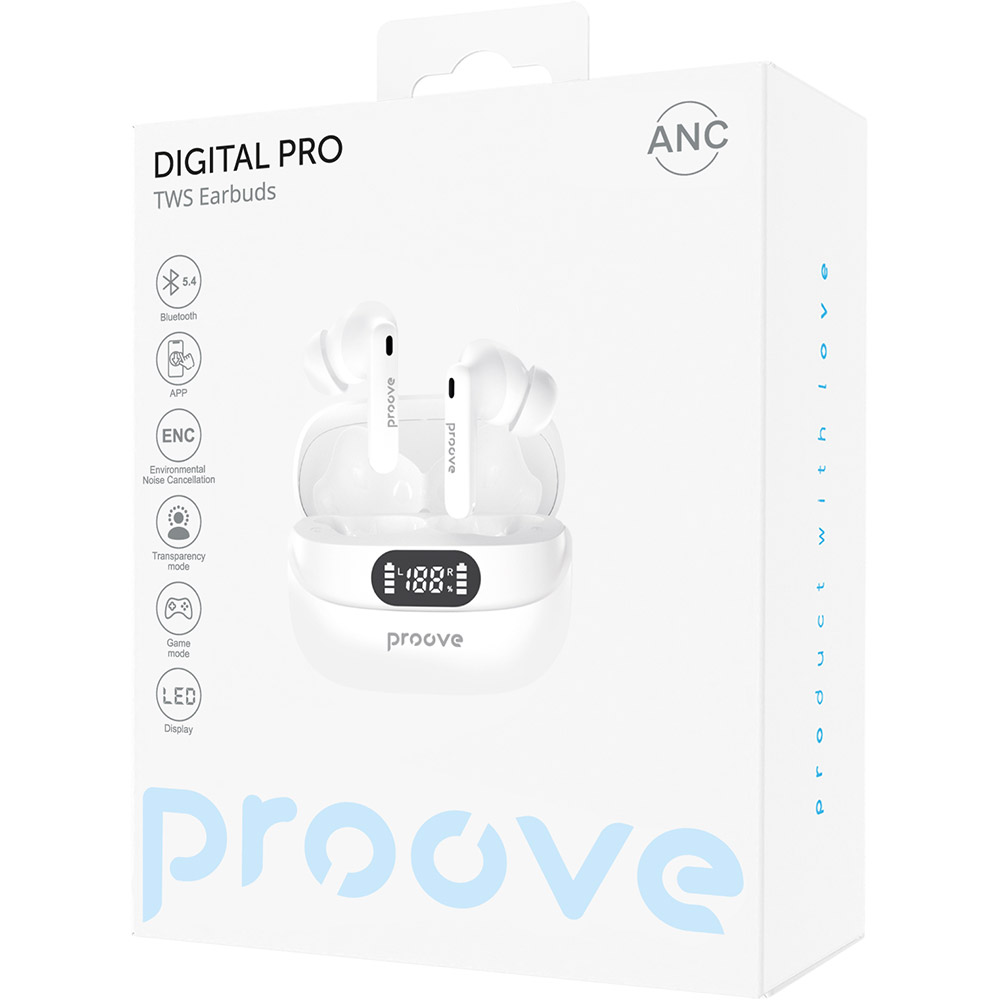 Фото Гарнитура PROOVE Digital Pro TWS with ANC White (TWAP54002202)