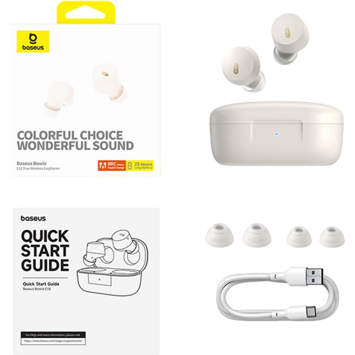 Внешний вид Гарнитура BASEUS Bowie E18 True Wireless Stellar White (A00023800223-00)