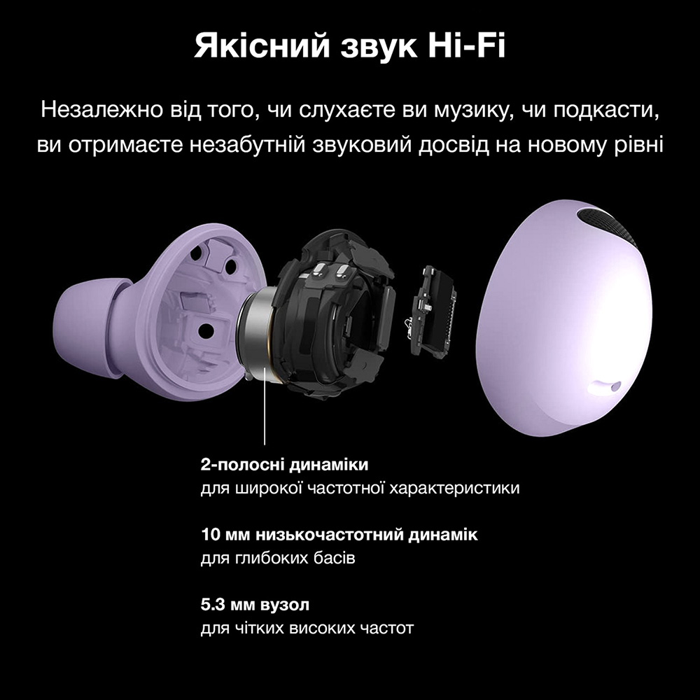 Гарнітура INSPIRE Buds2 Pro Purple Акустичне оформлення закриті