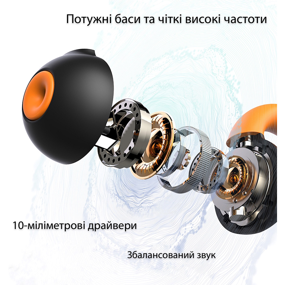Гарнитура ACTION QD-6 Black Крепление TWS (без провода)