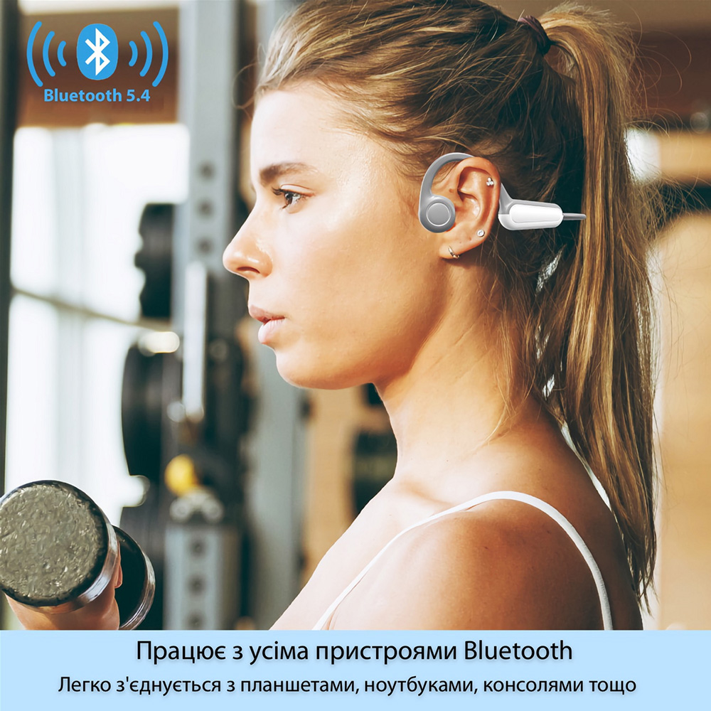 Гарнитура LANGSDOM BE13 White/Grey Конструкция костные (проводят звук через кости черепа)