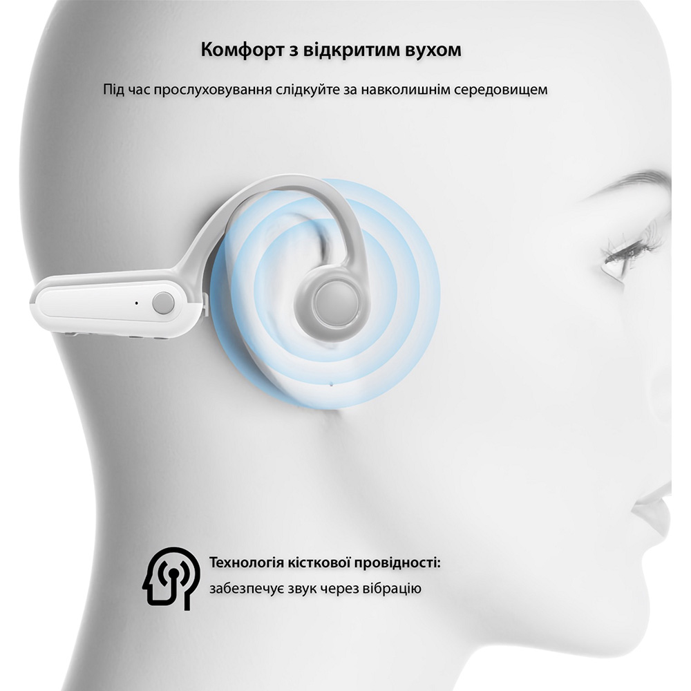 Гарнитура LANGSDOM BE13 White/Grey Крепление дуга (на затылок)