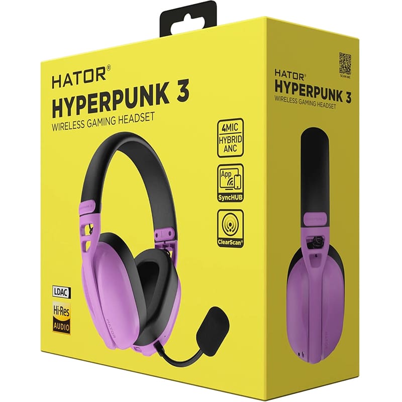 Зовнішній вигляд Гарнітура HATOR HYPERPUNK 3 Wireless Cyber Violet (ESH19)