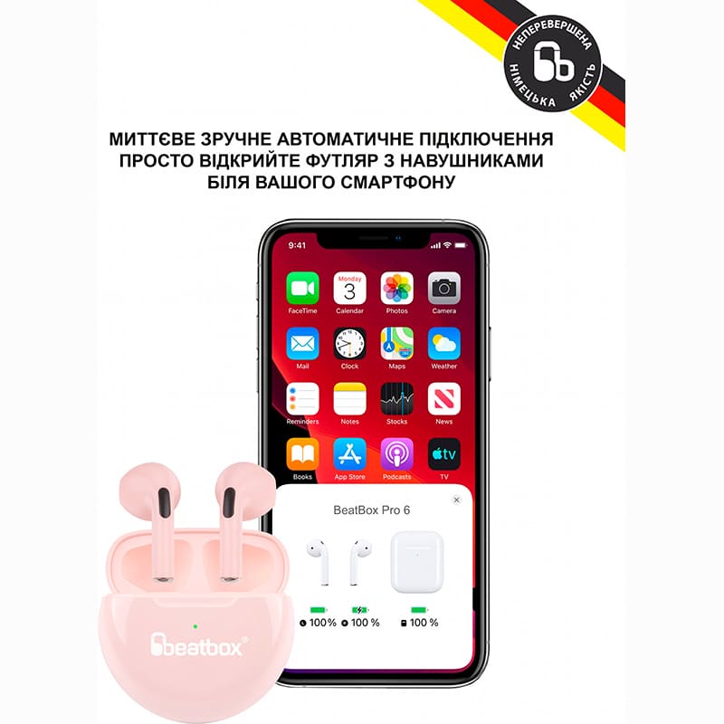 Гарнітура BEATBOX PODS PRO 6 Pink (bbppro6p) Додатково Об'ємне звучання 360°