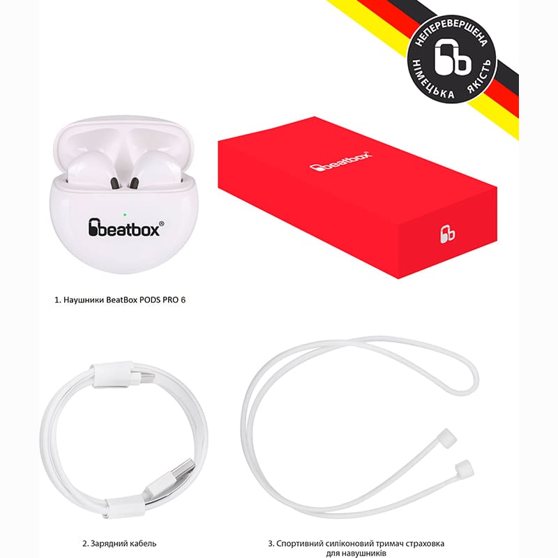 Гарнитура BEATBOX PODS PRO 6 White (bbppro6w) Дополнительно Объёмное звучание в 360°
