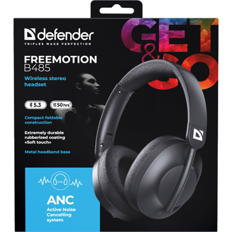 В Україні Гарнітура DEFENDER FreeMotion B485 Bluetooth ANC Black (63485)