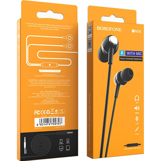 Гарнітура BOROFONE BM36 Black (6931474709691) Кріплення без кріплення