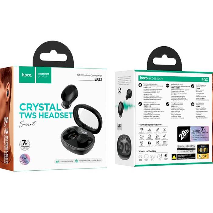 Наушники HOCO EQ3 Smart Black (6931474798558) Конструкция вкладыши (в ушную раковину)