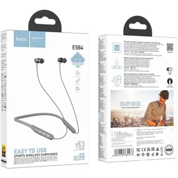 Наушники HOCO ES64 Easy Sound Sports Grey (6931474784476) Дополнительно Емкость батареи наушников: 200 мАч