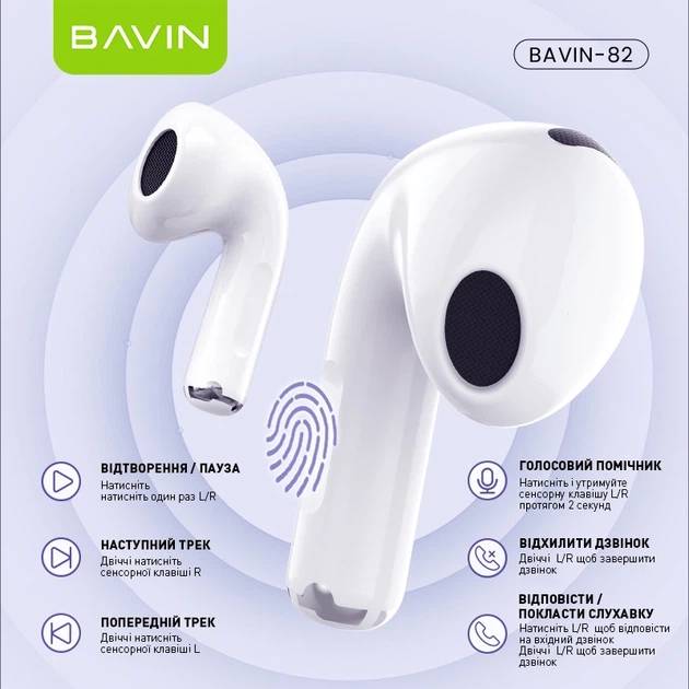 Фото Гарнитура BAVIN BAVIN-82 Hi-Res LCD TOUGH White (HB-BA-82-WH)