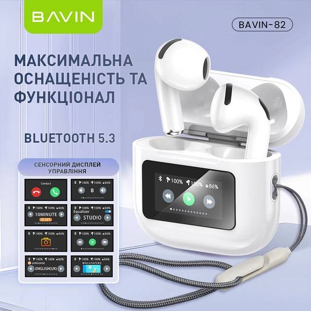 Гарнитура BAVIN BAVIN-82 Hi-Res LCD TOUGH White (HB-BA-82-WH) Вид гарнитура