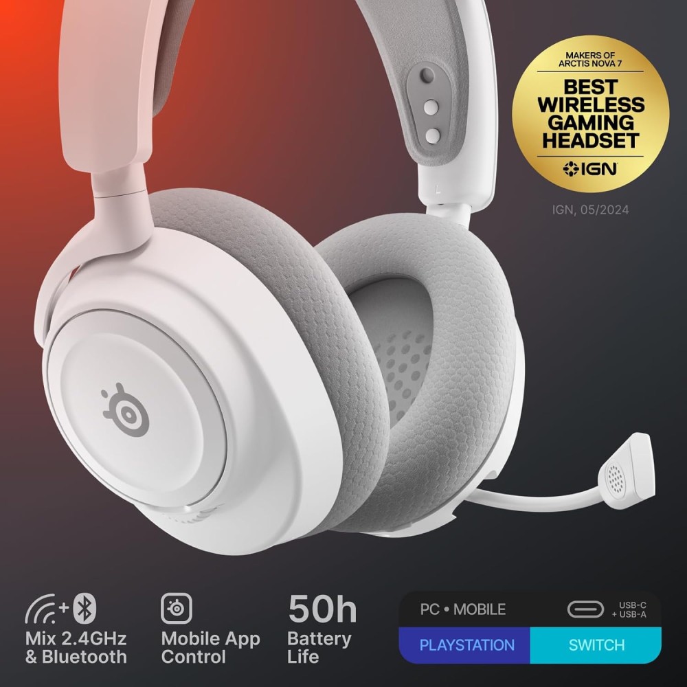 Фото Гарнитура STEELSERIES Arctis Nova 7 Gen 2 Wireless White (61731)