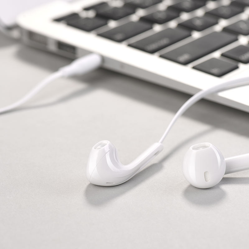 Гарнітура HOCO M39 Rhyme sound earphones with microphone White (6957531079774) Кріплення без кріплення