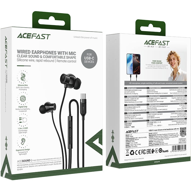 Зовнішній вигляд Гарнітура ACEFAST L10 Black (6974316285335)