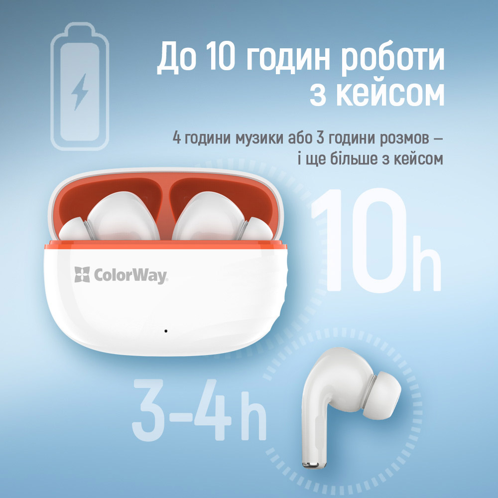В Украине Гарнитура COLORWAY СolorWay Slim TWS-5 Earbuds White (CW-TWS5WT)