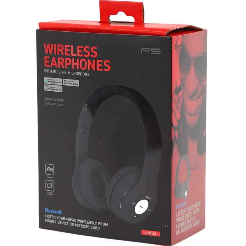 Гарнітура FREESTYLE Headset Bluetooth Black (FH0915) Конструкція повнорозмірні (повний обхват вуха)