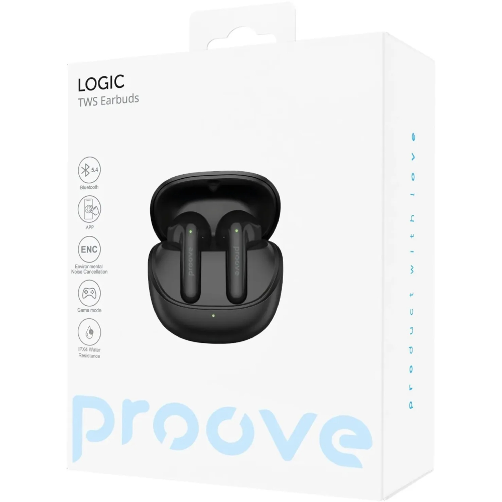 Гарнітура PROOVE Logic TWS (APP) Black (TWLT54002201) Акустичне оформлення закриті