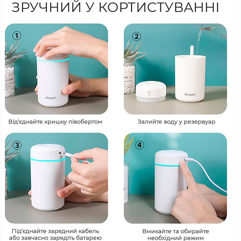 Увлажнитель воздуха DYXON MEGAHUMI 420 White Особенности ночник