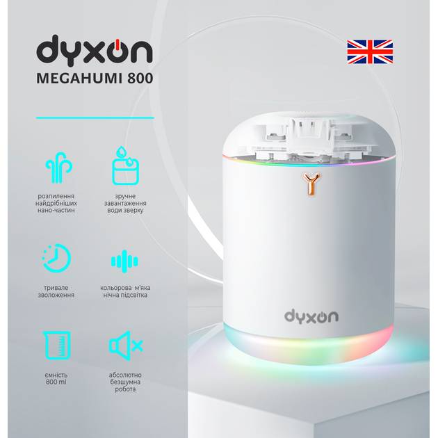 Зволожувач повітря DYXON MEGAHUMI 800 White Додаткові функції ароматизація