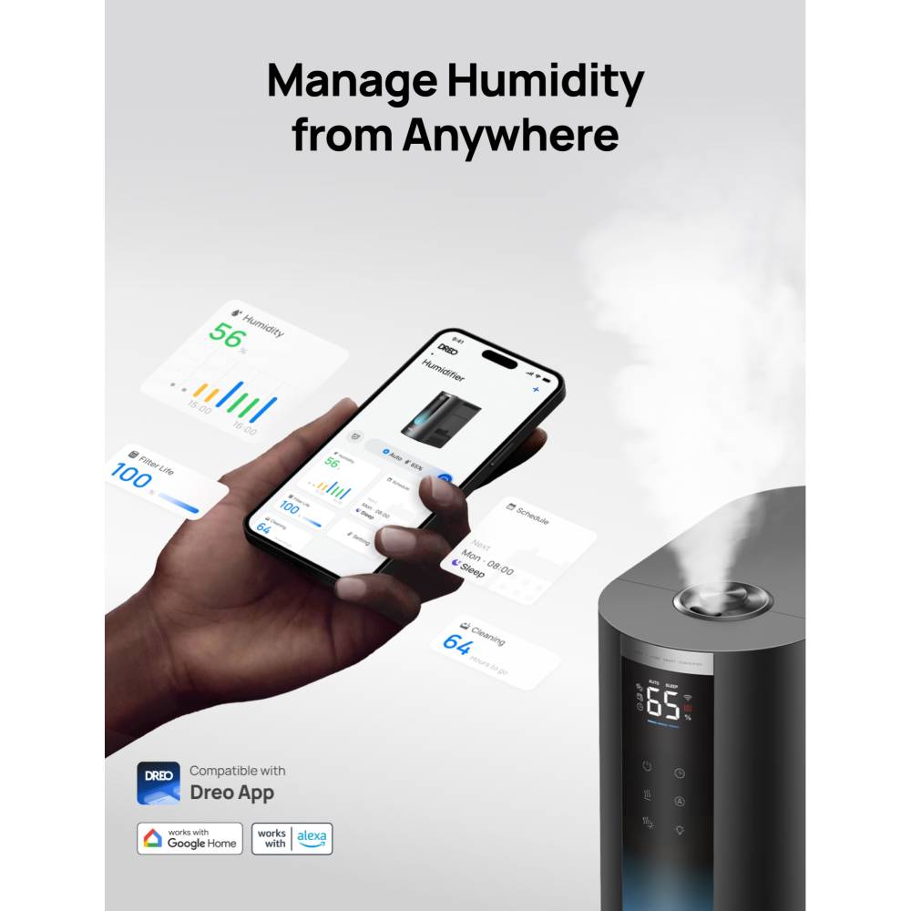 Увлажнитель воздуха DREO DR-HHM013S Функции управления управление со смартфона