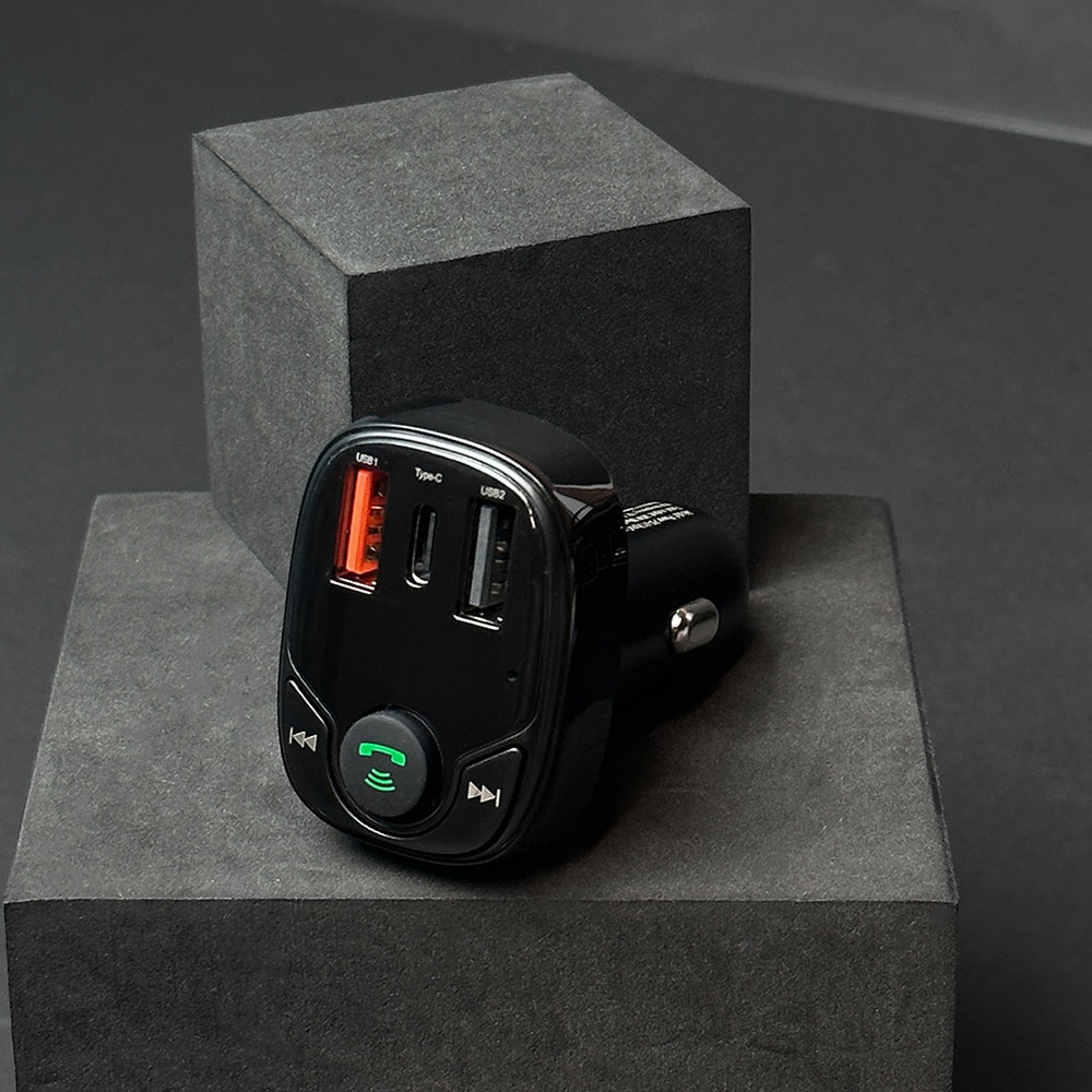 FM трансмітер PROOVE Power PD-01 2USB+Type-C (44885black) Захист від короткого замикання True