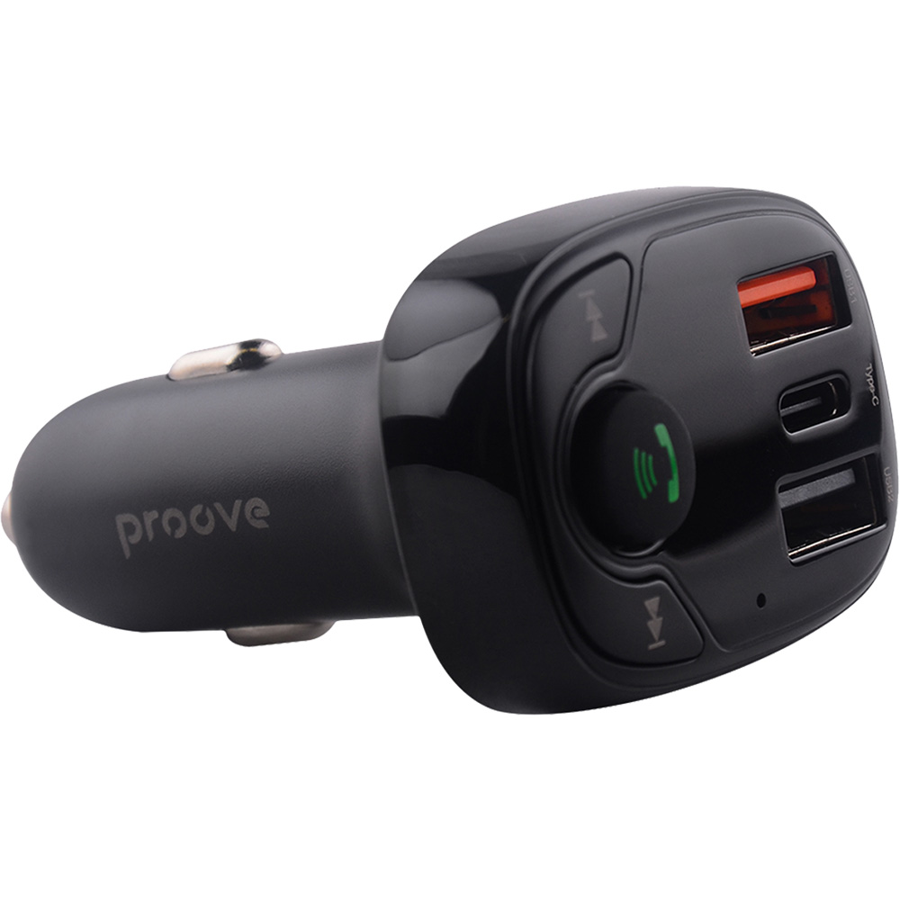 FM трансмітер PROOVE Power PD-01 2USB+Type-C (44885black)