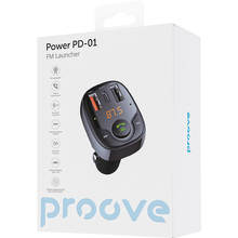 FM трансмітер PROOVE Power PD-01 2USB+Type-C (44885black)