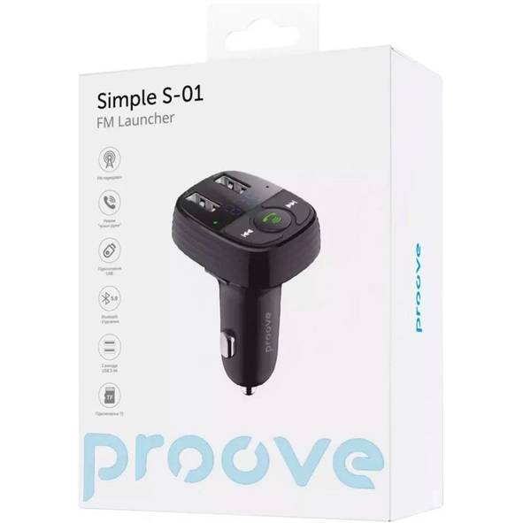 Внешний вид FM трансмиттер PROOVE Simple S-01 2USB (43894black)