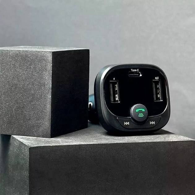 FM трансмиттер PROOVE Singer PD-02 2USB+Type-C (44886black) Защита от короткого замыкания True